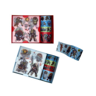 KIT ADESIVO E FITA HÉROIS 7X7CM