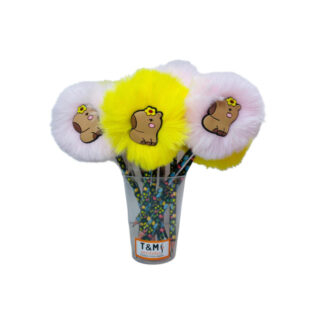 LÁPIS POMPOM CAPIVARA FLOR